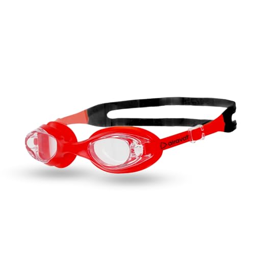 Image of AIRAVAT Hydro 1027 Swimming Goggles, Adjustable Pool Goggles For Adult, Youth, Boys & Girls, Optic Quality Poly carbonate Lenses, 100% UV Protection Anti-fog Coated, Ultra Durable (Red)