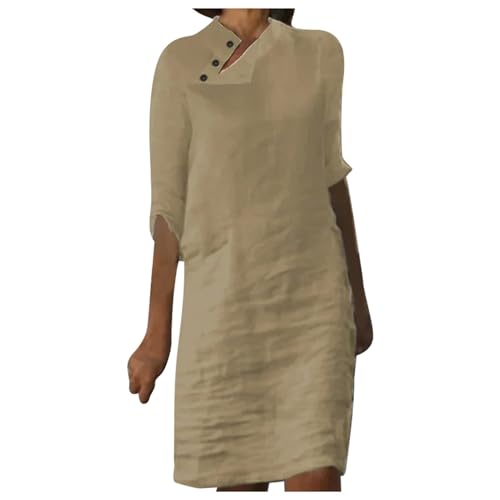 Vestidos para mujer con correa del Reino Unido para mujer, estilo occidental, playa, cuello en V, correa para ocasión, salir, elegante vestido envolvente, caqui, 3XL