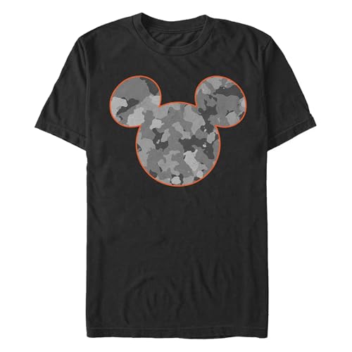 T-shirt noir Disney Mickey imprimé camo vêtement homme 3XL