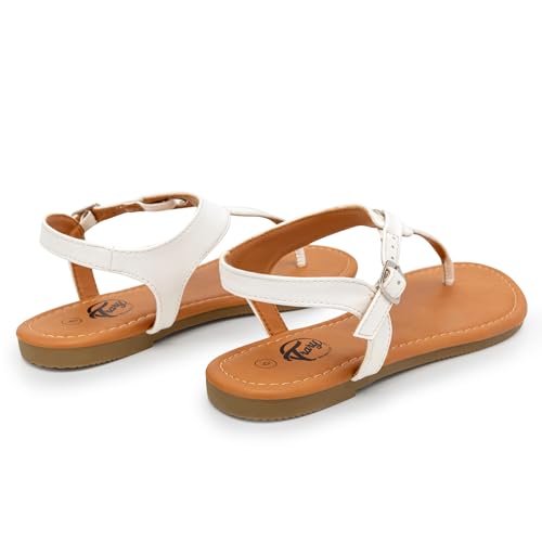 Trary Sandals Womens, Thong Sandals for Women with T-Strap, Adjustable Ankle Buckle for Women Sandals, Flat Sandals for Women Dressy, Cute Sandals for Women, Summer Sandals for Women 20234