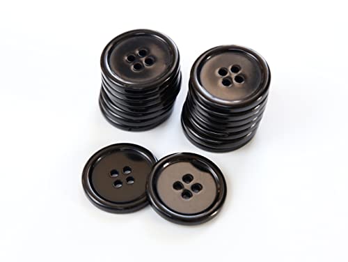 Ganssia 1 Inch (25Mm) Black Resin Buttons Sewing Flatback Button For Garment Diy Craft Decoration Pack Of 50Pcs #TOP4