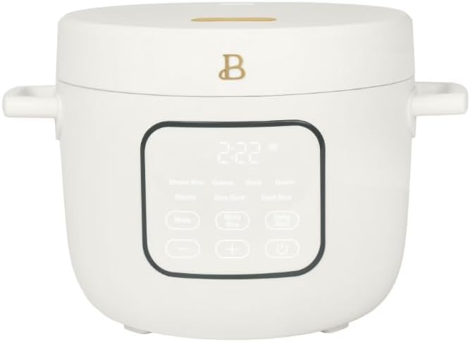 Beautiful 14-Cup Electric Rice and Grain Cooker, Ceramic Nonstick Coating, White Icing