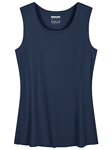 Tacvasen Womens Workout Shirts Sleeveless Athletic Yoga Tank Tops Quick Dry Running Shirts Activewear Gym Top Exercise Shirts Fitness Shirts Upf 50+ Sun Protection Shirts Navy #TOP4