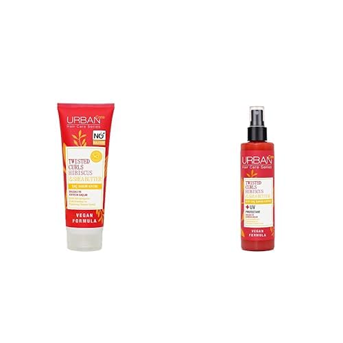 URBAN Care Twisted Curls Hibiscus & Shea Butter Kıvırcık ve Dalgalı Saçlara Özel Saç Bakım Kremi Sülfatsız 250 ml- Vegan x Sıvı Saç Bakım Kremi 200 ml- Vegan