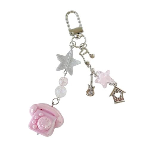 SELiLe Corrente de telefone retro de resina vintage para telefone, chave decorativa leve para decoração de casa, escritório, antigo, b