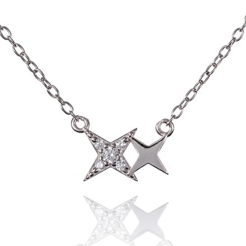 Collier fin pour femme en etoiles pendentif argent 925 chaine fine zirconia