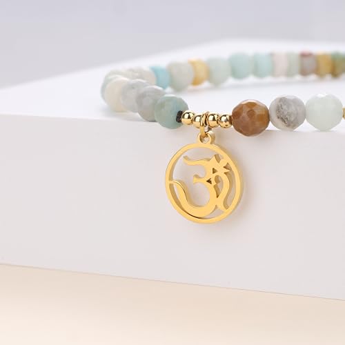 Bracelet Om en Amazonite et collier Mala pour harmoniser les énergies - 5