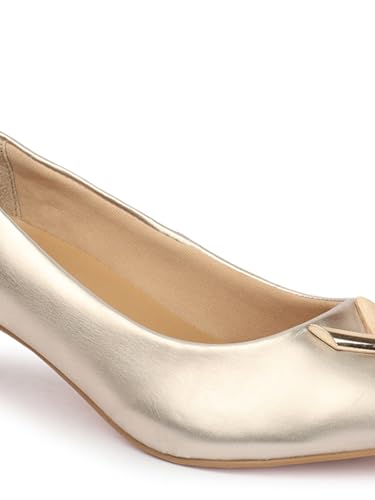Image of Carlton London Women Comfortable Kitten Heel Pointed Toe Slip-On Fashion Pump for Party, Wedding, Office and Casual Use