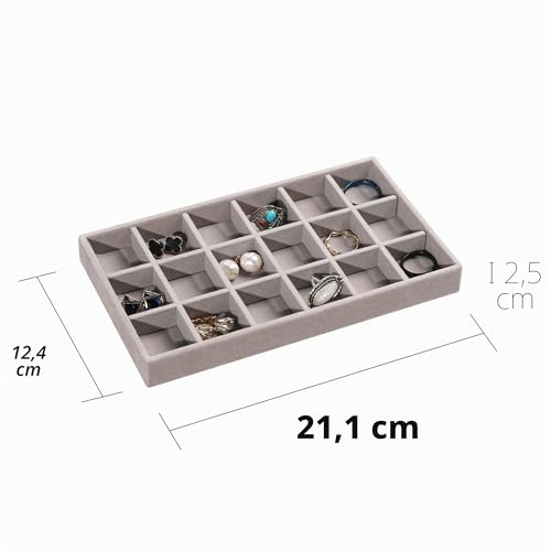 Plateau de rangement bijoux velours empilable boîte à bagues colliers boucles d'oreilles 9pcs