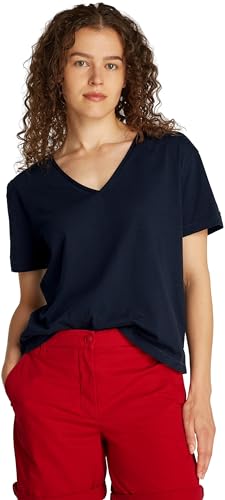Donna T-Shirt Maniche Corte con Scollo a V Blu Dark Night Navy XS