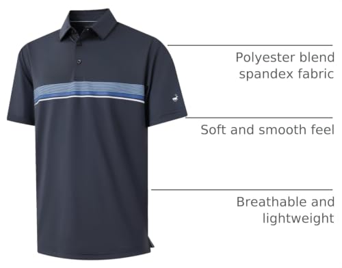 Camisetas Polo para Hombre Rouen, de Manga Corta, Secado Rápido, Ligera y de Rendimiento, Informal y Deportiva con Estampado Rayado, para Golf miniatura 4