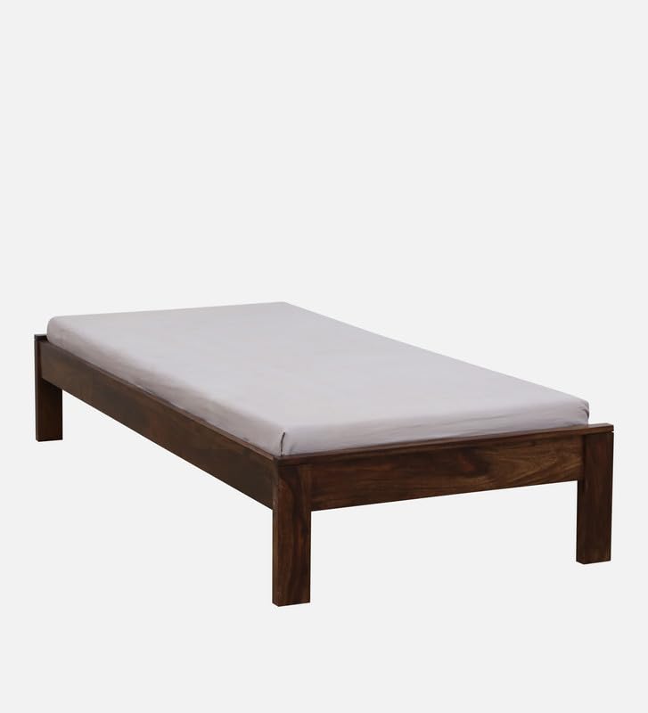 Image of Solid Sheesham Wood Urban Single Bed Without Storage | Wooden Single Bed Cot Palang Furniture for Bedroom Living Room Home and Hotel (Provincial Teak Finish)