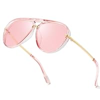 Chicid Óculos de sol aviador para mulheres e homens, proteção UV400, clássico, sem embaraços, armação de óculos de sol grande, A02 Rosa/Rosa, G