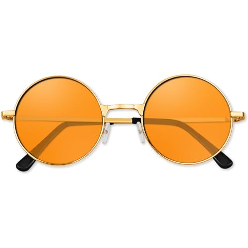 BOUBONI Orange Hippie Sunglasses Round Hippie Glasses 60s 70s Outfits Groovy Party Decorations Sunglasses for Women Men Disco Party Favors