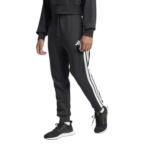 adidas Calça masculina Essentials 3 listras French Terry, Preto/branco, XPP