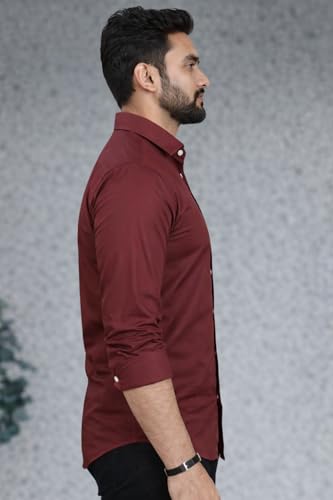 Image of Men Cotton Blend Full Sleeve Shirt for Man | Casual Business Party Festival Regular Fit, Long Sleeve with Chest Pocke | Formal Shirt for Men