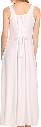 Image of Sakkas Stella Long Tank Top Adjustable Caftan Corset Dress with Embroidery