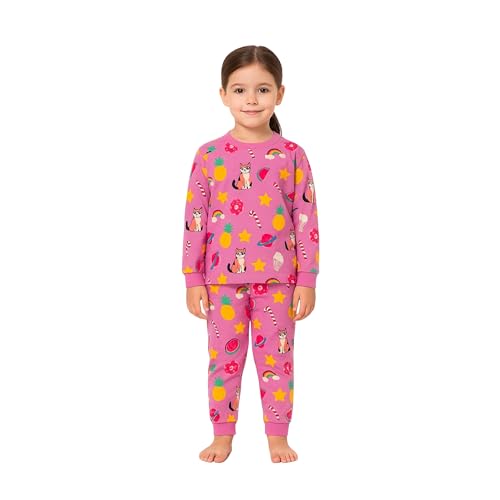 Image of Hestia | H.NSG.N.1 | Kids Girls Nightwear | Sleepwear | Cotton |Trouser Full Sleeves Tshirt | Elastic Waist |Night Dress with Pyjama Tshirts for Girls|All Over Horse Printed |Blue Color 4-6Yrs |Set 1