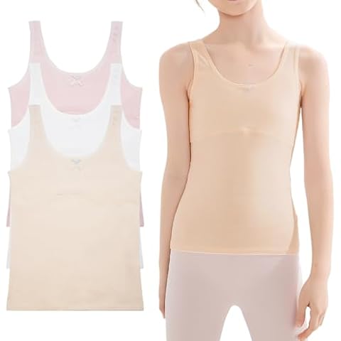 Maeau - Girls Tank Top Cropped Kids Undershirts Summer Vest Dance Camisole Sleeveless Spaghetti Strap Yoga Gym Training Bras Underwear Cover