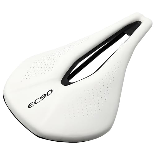 Bicycle Seat Road Bike Saddles PU Ultralight Breathable Comfortable Seat Cushion Bike Racing Saddle Parts Components (White)