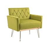 UPYOOE Accent Chair with Arms,Comfy Reading Chairs for Adults Armchair,Upholstered Oversized Bedroom Chair for Living Room,Club,Waiting Room (Olive Green)