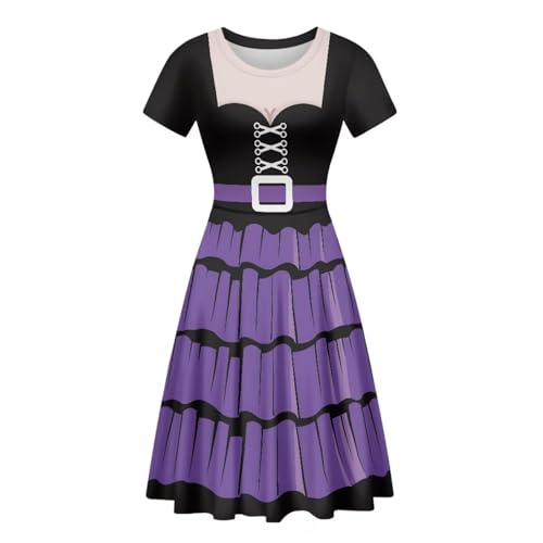 Image of POLERO Sunflower Dress for Women Floral Summer Dresses Short Sleeve Casual Sundresses Midi Dresses