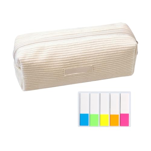 HDGSAFD Astuccio con 100 adesivi indicizzati, in tinta unita, grande borsa per cancelleria, trousse con chiusura lampo, borsa multiuso, Bianco latte.