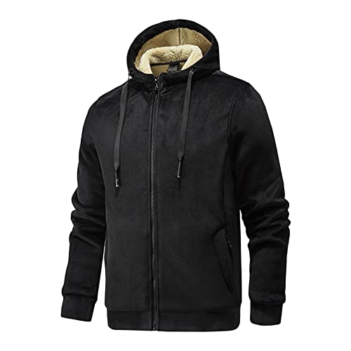 Pull à capuche en laine pour hommes grand manteau d'hiver chaud et veste fine unie