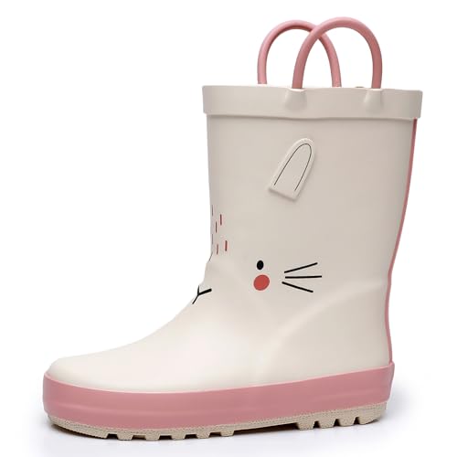 WTW Toddler and Kids Rain Boots with Easy-On Handles, Unisex-Child Waterproof Rubber Rain Boots in Fun Patterns for Girls and Boys (Toddler/Little Kid/Big Kid)