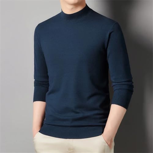 Men's Semi-Turtleneck Thin Sweater Knitted Casual Solid Color Sweater4