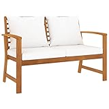 vidaXL Madera Maciza Acacia Banco de Jardín 120 cm con Cojines Patio Exterior al Aire Libre Decoración Recibidor Asiento Silla Duradero Estable Crema