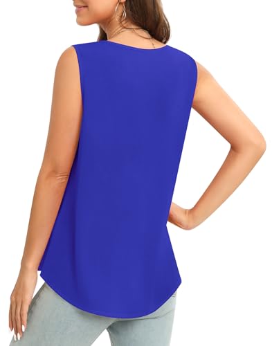 Image of Women's Sleeveless Chiffon Tank Top Business Casual Blouse Tunic Top