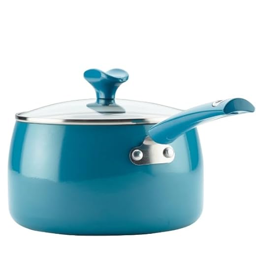 Rachael Ray Cityscapes Porcelain Enamel Nonstick Sauce Pan, 3-Quart Turquoise
