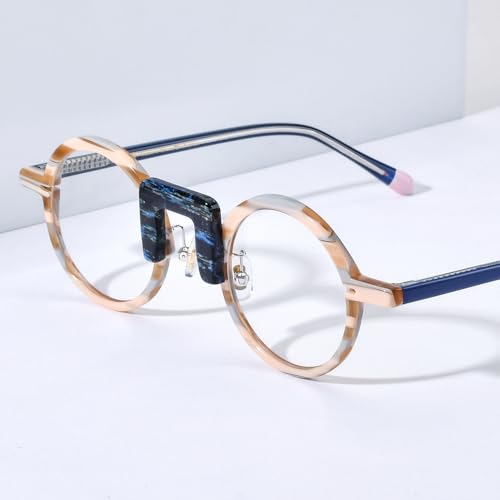 Image of HEPIDEM Multicolor Acetate Glasses Frame Men Women Round Eyeglasses Optical Spectacles 9377