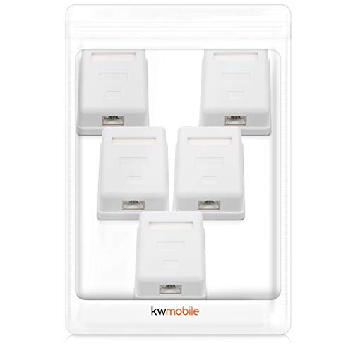 kwmobile 5X CAT 6A Aufputz Netzwerkdose 1 Port - RJ45 Buchse 10 Gbit/s - Netzwerk LAN Aufputzdose - Netzwerkkabel Internetdose Set in Weiß