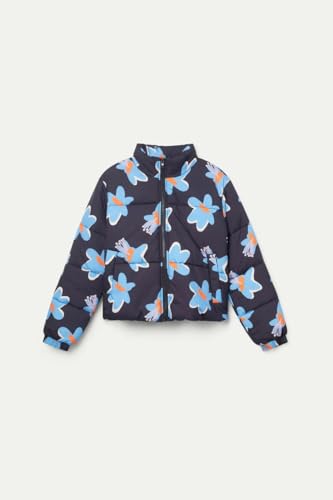 Manteau rembourré chaud et léger Calatea Noir au motif imprimé floral