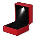 Yosoo Health Gear Caja de Anillo LED con Luz, Vitrina de Joyería para Propuesta de Matrimonio y San Valentín, Estuche de Presentación para Anillos de Compromiso, Color Rojo