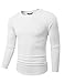 JMIERR Men's Long Sleeve Thermal Fleece Shirts Fall Fashion 2025 Crew Neck Casual Basic T-Shirts Top Warm Undershirts Sweater, 2XL, White