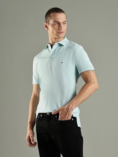 Image of Tommy Hilfiger Solid Regular fit Cotton Polo t-Shirt