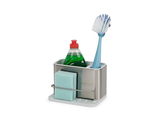 Joseph Joseph Surface Stainless Steel Caddy Sink Area Organizer and Sponge Holder, Stone