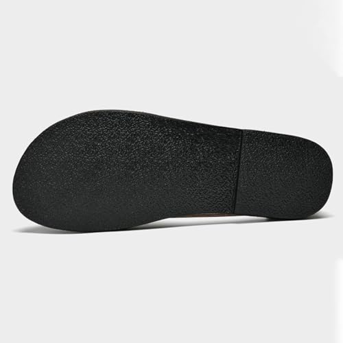 Men's Genuine Leather Sofe Sole Flat Sandals,Summer Outdoor Comfortable Slip On Soft Walking Driving Shoes Casual Fisherman Beach Shoes3