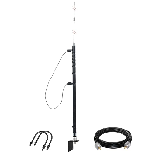 Multi Band Half Wave HF Antenna on 10m 12m 15m 17m 20m 30m 40m 80m for Ham Two Way Radio Amateur Mobile Radio 3.5-50MHz Low SWR with 10meters Cable UHF Connector
