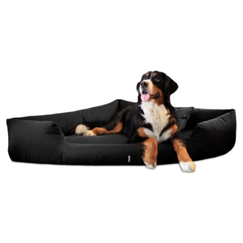 tierlando® Orthopädisches Hundebett Trivia aus Robustem Polyester, Platzsparendes Dreieckbett mit Visco-Matratze, Größe: 80x80cm | Farbe: 03 Schwarz