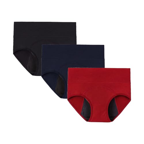 Image of DIVING DEEP High Waist Period Panty for Women| Leakproof Menstrual Underwear for Girls | Breathable Ultra-Soft Cotton Panties | Heavy Flow Protection Multi-Layer Reusable 2 Years (Pack of 3)