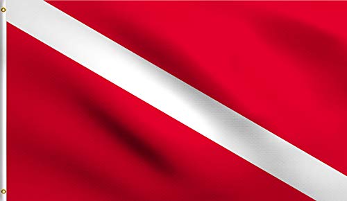 DMSE Diver Down Scuba Diving Flag 3X5 Ft Foot 100% Polyester 100D Flag UV Resistant (3'X5' Ft Foot)