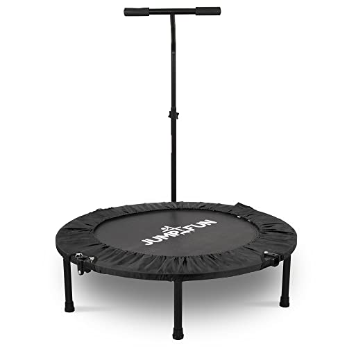 Jump4fun - Minitrampolín para fitness con barra en forma de T, plegable, negro