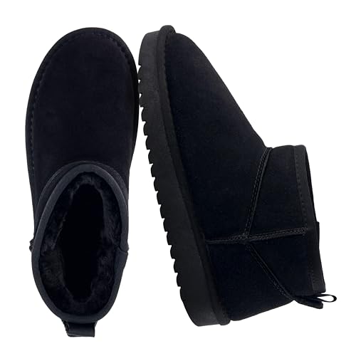 Image of CUSHIONAIRE Hip-3 Genuine Suede Leather Ankle Boots for Women - Pull On Cozy Faux Fur Boots Womens Shoes with Comfortable Memory Foam