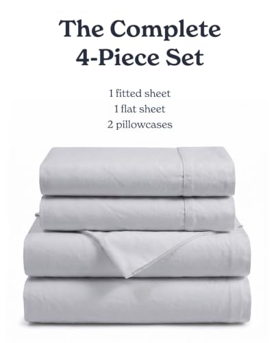 Image of Beckham Hotel Collection 100% Cotton King Sheet Set, 4-Piece, Gray | 500 Thread Count, Silky Soft Weave, Breathable, Anti-Pilling, 16-Inch Pocket, All-Around Elastic, Gets Softer with Every Wash