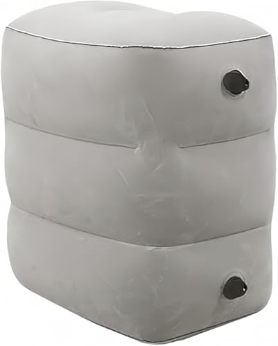 Slystar フットレスト 足置き 足乗せ 足枕 クッション エアークッション あしまくら 椅子 三段階 空気入れ簡単 ポンプ不要 収納簡単 快適グッズ リラックス エコノミー症候群 予防グッズ 旅行便利 新幹線 飛行機 車 家用 オフィス (グレー,三