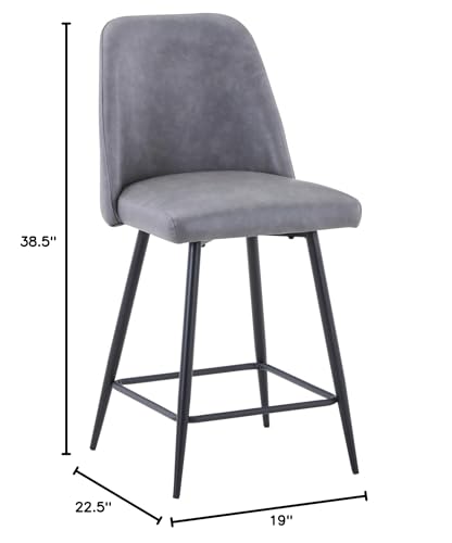 Jofran Inc Butaco Tapizado en Cuero Sintético Gris Altura de Mostrador Set de 2 Estilo Moderno miniatura 3